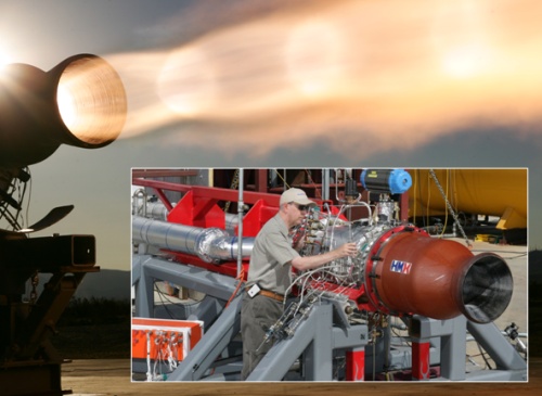 Full-scale 2nd stage engine testing in Mojave California.